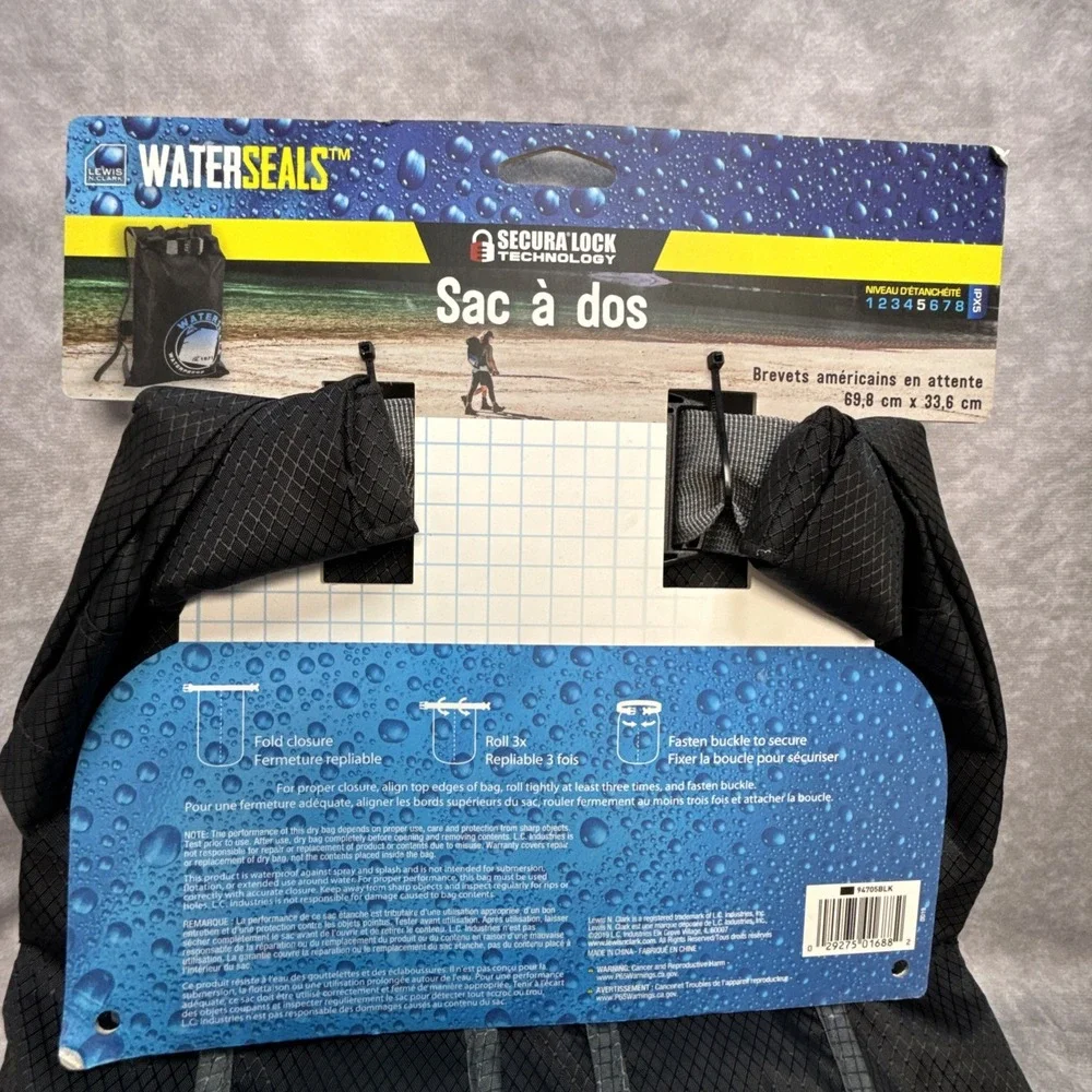 WaterSeals Locking Backpack + Waterproof Bag for Women & Men w Ripstop Material